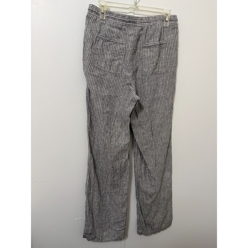 Ellen Tracy Women's Grey Striped Linen Pants S Old Money Coastal Beach Preppy - Picture 3 of 10